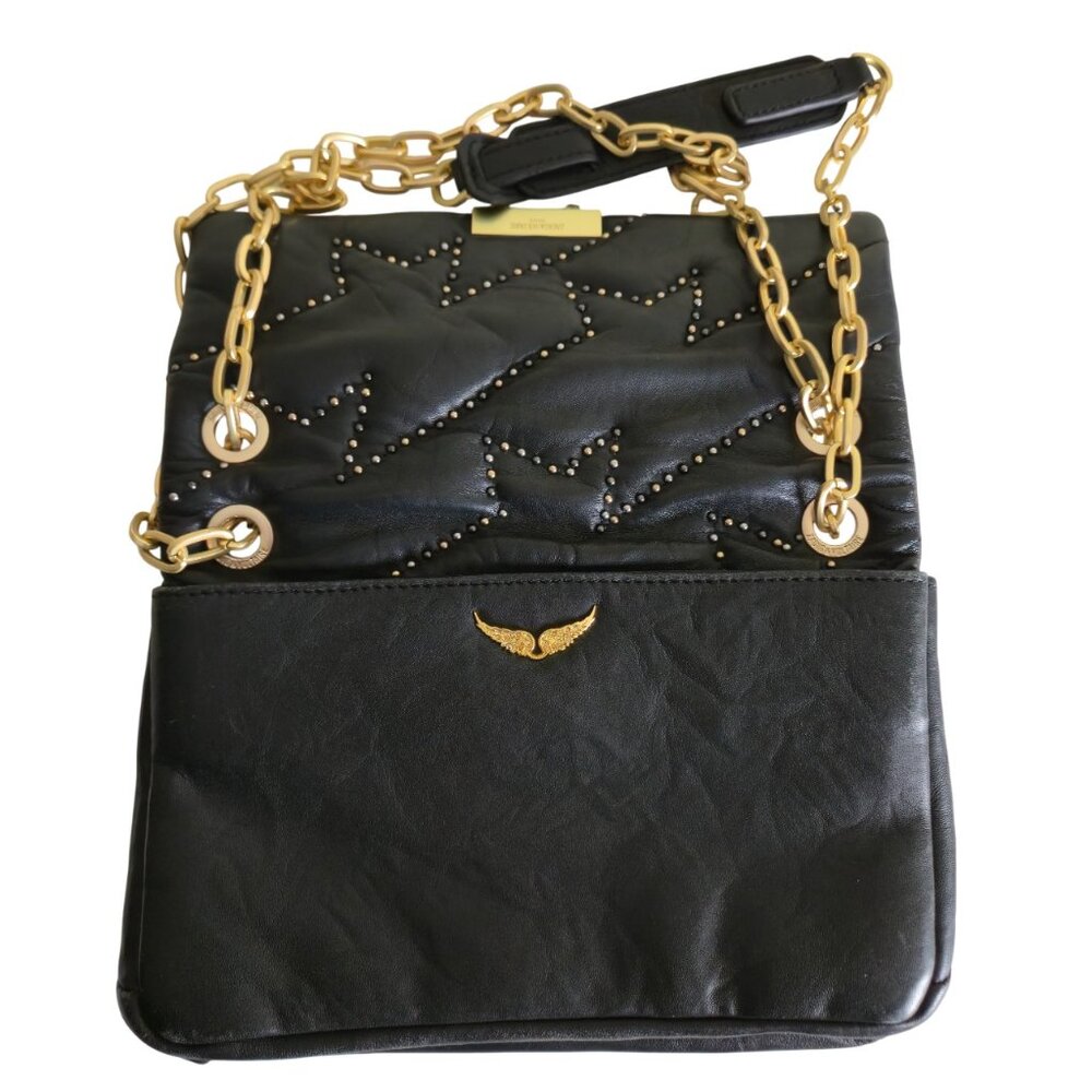 Zadig & Voltaire Ziggy Black Quilted Matelassé Clous Shoulder Bag - Picture 16 of 16